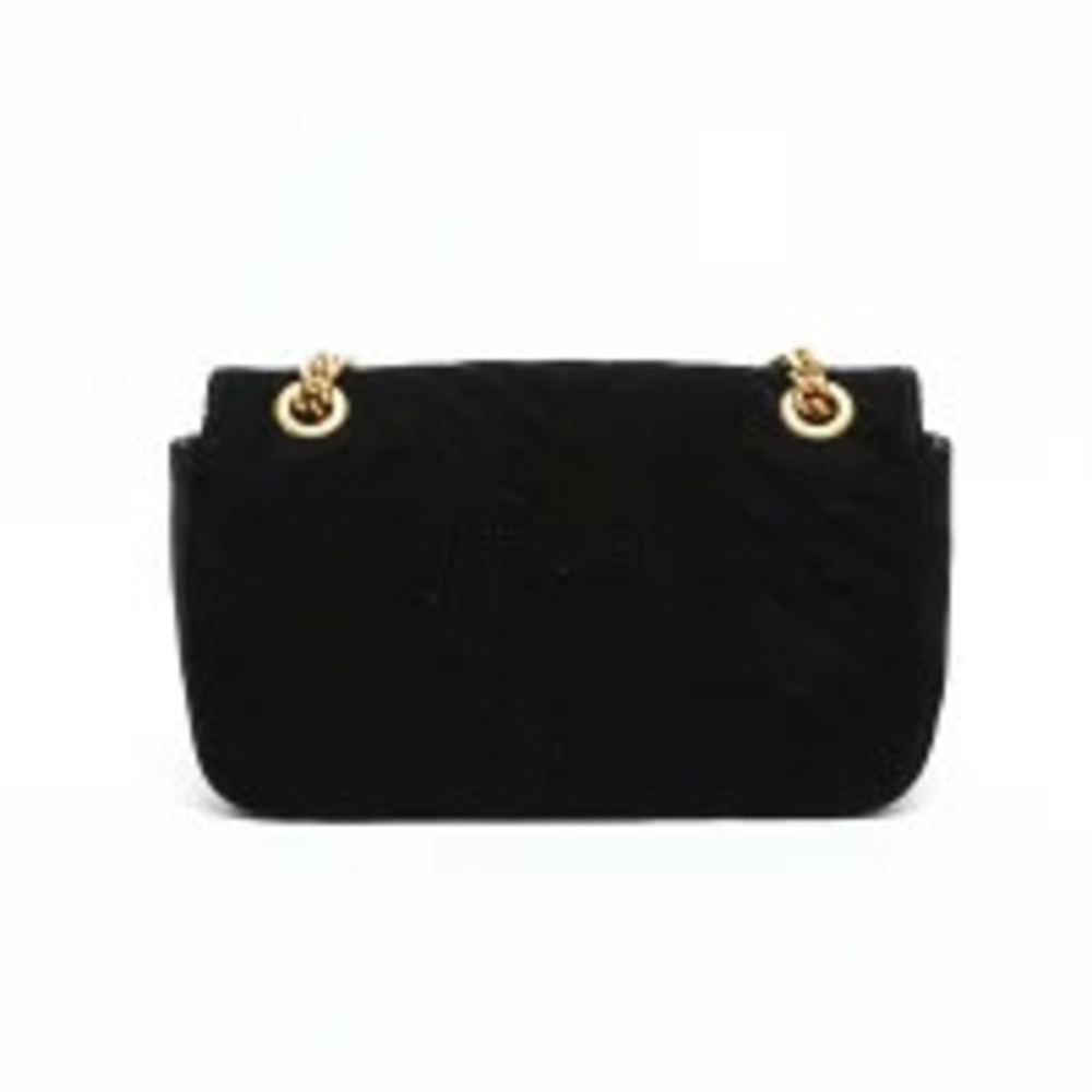 Gucci GG Marmont Velour Rhinestone Shoulder Bag Black